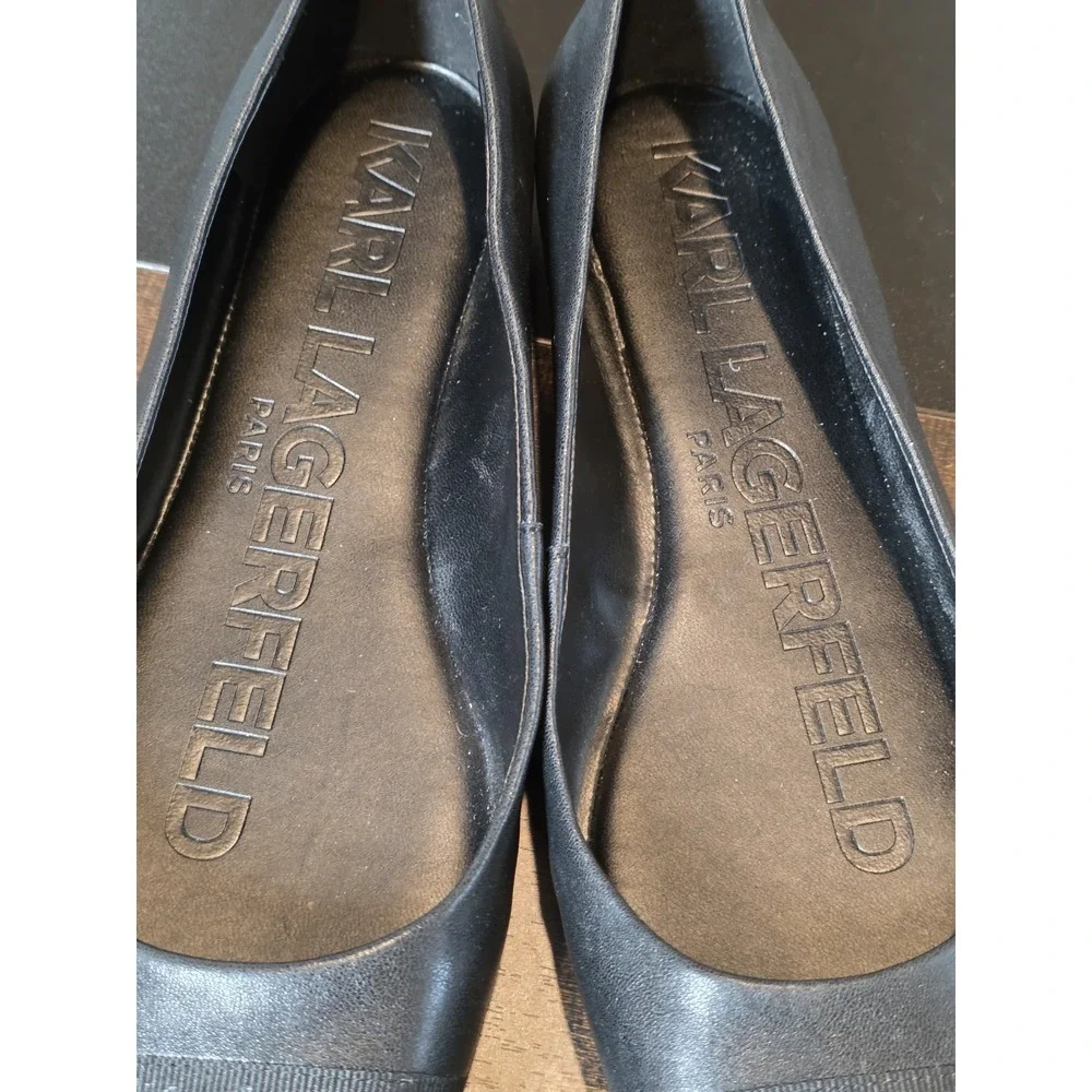 Karl Lagerfeld Zofia Zayne Black Ballet Flats Slippers E24 Slip On Shoes sz 9‎ M